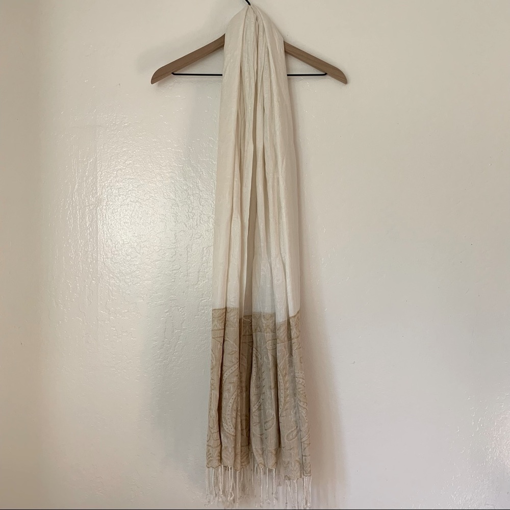 Embroidered Color-Block Shawl - Size Os - image 1